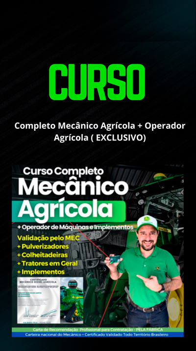 Curso Mecânico Agrícola + Operador Agrícola